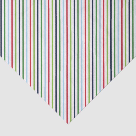 Rode, groene en blauwe strepen kerstpatroon tissuepapier (Detail)