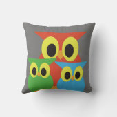 Rode, Groene en Blauwe Uilen Kussen (Achterkant)