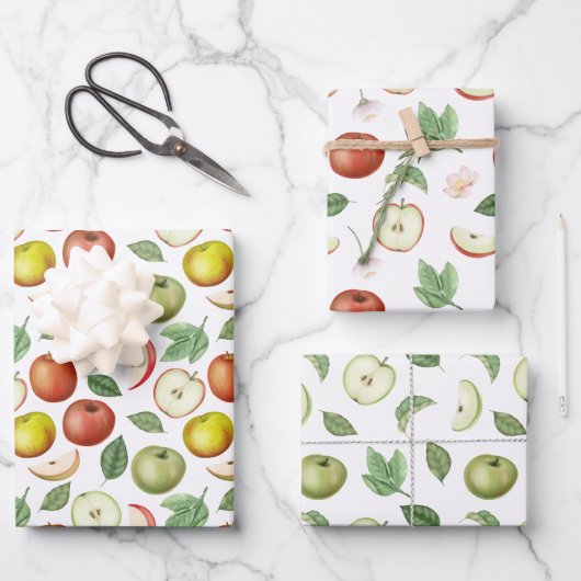 Rode groene en gele appels inpakpapier vel (Voorkant)