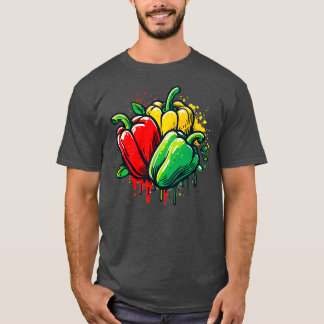 Rode groene en gele paprika t-shirt