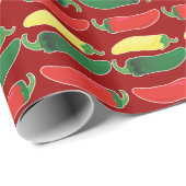 Rode groene en gele zwarte Spaanse peper Cadeaupapier (Rol Hoek)