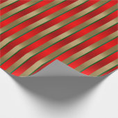 Rode, groene en gouden kerststrepen cadeaupapier (Hoek)