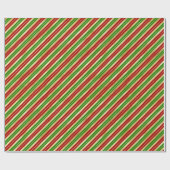 Rode, groene en gouden kerststrepen cadeaupapier (Vlak)
