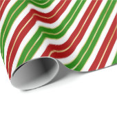 Rode, groene en gouden kerststrepen cadeaupapier (Rol Hoek)