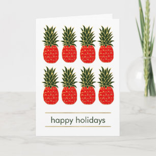 Rode groene en gouden tropische ananas Kerstmis Feestdagen Kaart