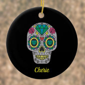 Rode groene en grijze kristaldag op zwart keramisch ornament