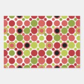 Rode, groene en roze Retro Bubble Inpakpapier Vel (Voorkant 3)