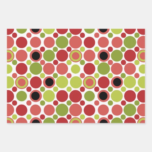 Rode, groene en roze Retro Bubble Inpakpapier Vel (Voorkant)