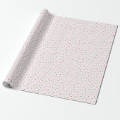 Rode, groene en roze stippen kerstpatroon cadeaupapier (Uitgerold)