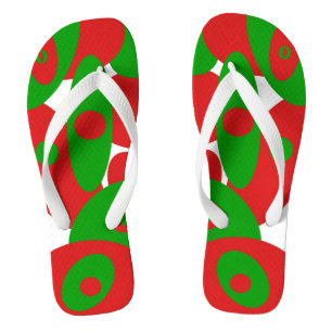 Rode, Groene en Witte Bollen Teenslippers