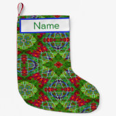 Rode, groene en witte geometrische kleine kerstsok (Voorkant)