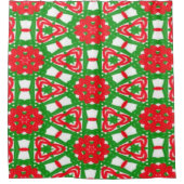 Rode, groene en witte Kaleidoscoop Douchegordijn (Voorkant)