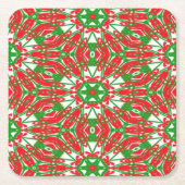 Rode, groene en witte Kaleidoscoop Kartonnen Onderzetters (Voorkant)