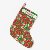Rode, groene en witte Kaleidoscoop Kleine Kerstsok (Voorkant (Hangend))