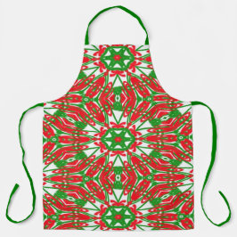 Rode, groene en witte Kaleidoscoop Schort