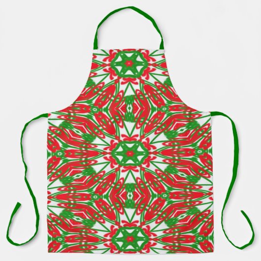 Rode, groene en witte Kaleidoscoop Schort (Voorkant)