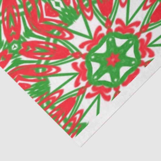 Rode, groene en witte Kaleidoscoop Tissuepapier (Detail)