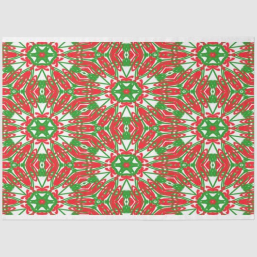 Rode, groene en witte Kaleidoscoop Tissuepapier (Voorkant)