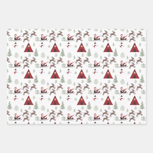 Rode groene en witte kerst inpakpapier vel (Voorkant 3)