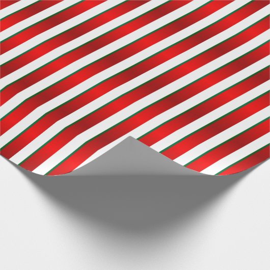 Rode, groene en witte kerstfeeststapes cadeaupapier (Hoek)