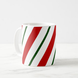 Rode groene en witte snoeprietstrips met kerstmis koffiemok