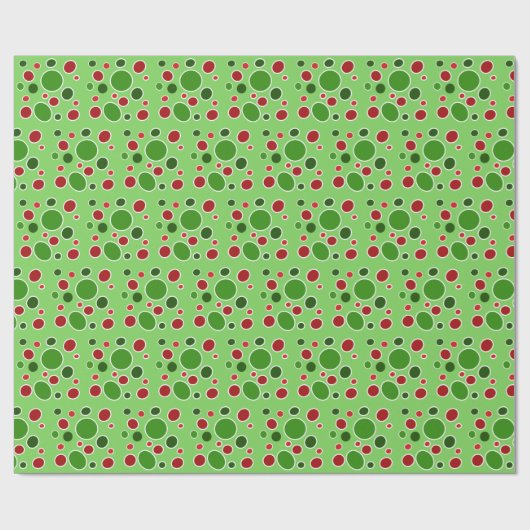 Rode, groene en witte stippen voor Kerstmis Cadeaupapier (Vlak)