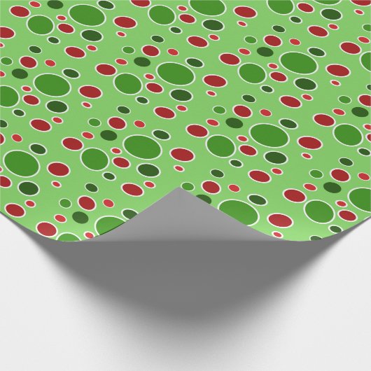 Rode, groene en witte stippen voor Kerstmis Cadeaupapier (Hoek)