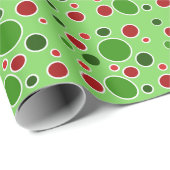 Rode, groene en witte stippen voor Kerstmis Cadeaupapier (Rol Hoek)