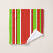 Rode groene en witte strepen bad handdoek (Wasdoekje)