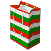 Rode, groene en witte strepen medium cadeauzakje (Voorkant Gekanteld)