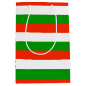 Rode, groene en witte strepen medium cadeauzakje (Voorkant)