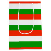 Rode, groene en witte strepen medium cadeauzakje (Achterkant)