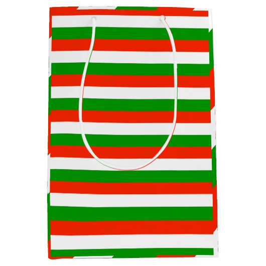 Rode, groene en witte strepen medium cadeauzakje (Voorkant)