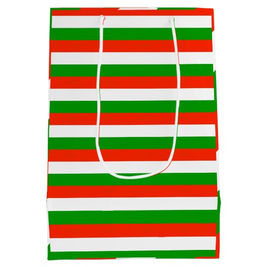 Rode, groene en witte strepen medium cadeauzakje (Achterkant)