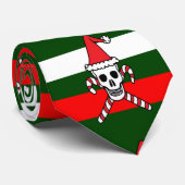 Rode, groene en witte strepen met kerstschedels stropdas (Opgerold)