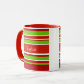 Rode groene en witte strepen mok (Voorkant links)