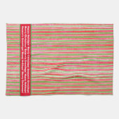 Rode, groene en witte strepen Monogram keukengooi Theedoek (Horizontaal)