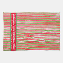 Rode, groene en witte strepen Monogram keukengooi Theedoek