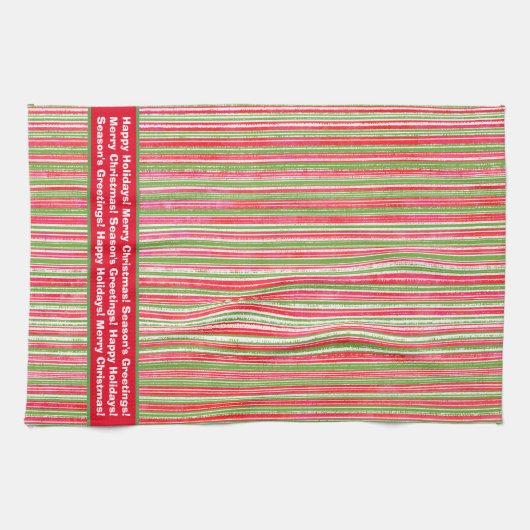 Rode, groene en witte strepen Monogram keukengooi Theedoek (Horizontaal)