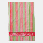 Rode, groene en witte strepen Monogram keukengooi Theedoek (Verticaal)