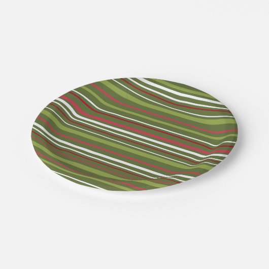 Rode, groene en witte strepen papieren bordje (Gekanteld)