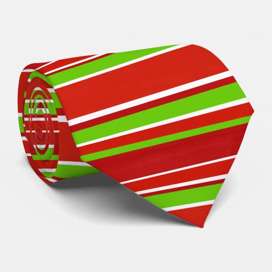 Rode groene en witte strepen stropdas (Opgerold)