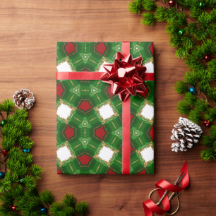 Rode, groene en witte vormen cadeaupapier