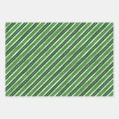 Rode, groene en zilveren kerststrepen inpakpapier vel (Voorkant 3)