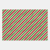 Rode, groene en zilveren kerststrepen inpakpapier vel (Voorkant)