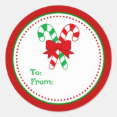 Rode Groene Feestelijke Candy Canes Kerstcadeau Ta Ronde Sticker (Voorkant)