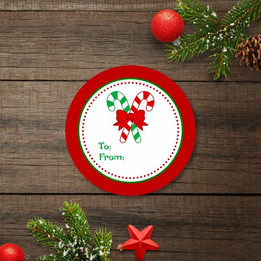 Rode Groene Feestelijke Candy Canes Kerstcadeau Ta Ronde Sticker