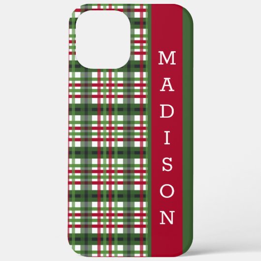 Rode Groene Feestelijke Tartan Patroon Gepersonali Case-Mate iPhone Case (Achterkant)