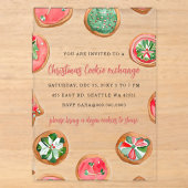 Rode Groene Festieve Cookie Uitwisseling Kerstfees Acryl Uitnodigingen (Voorkant)