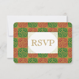 Rode Groene Fleur de Lis Aangepaste RSVP-kaart RSVP Kaartje